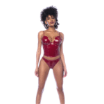 Conjunto bustier Mapalé en rojo vino brillante - Imagen 4