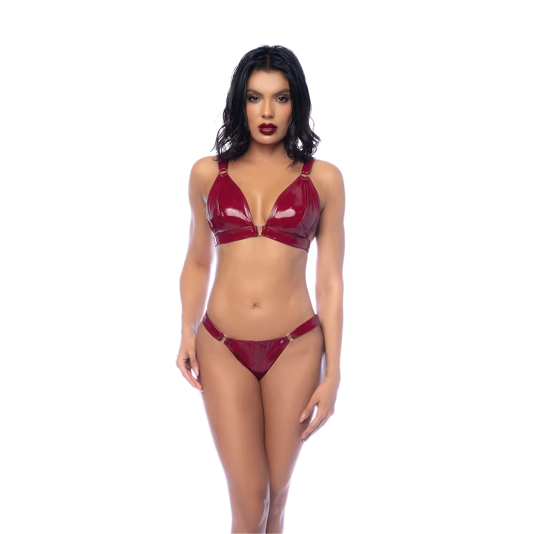 Conjunto de sujetador Mapalé de dos piezas en rojo vino brillante - Imagen 6