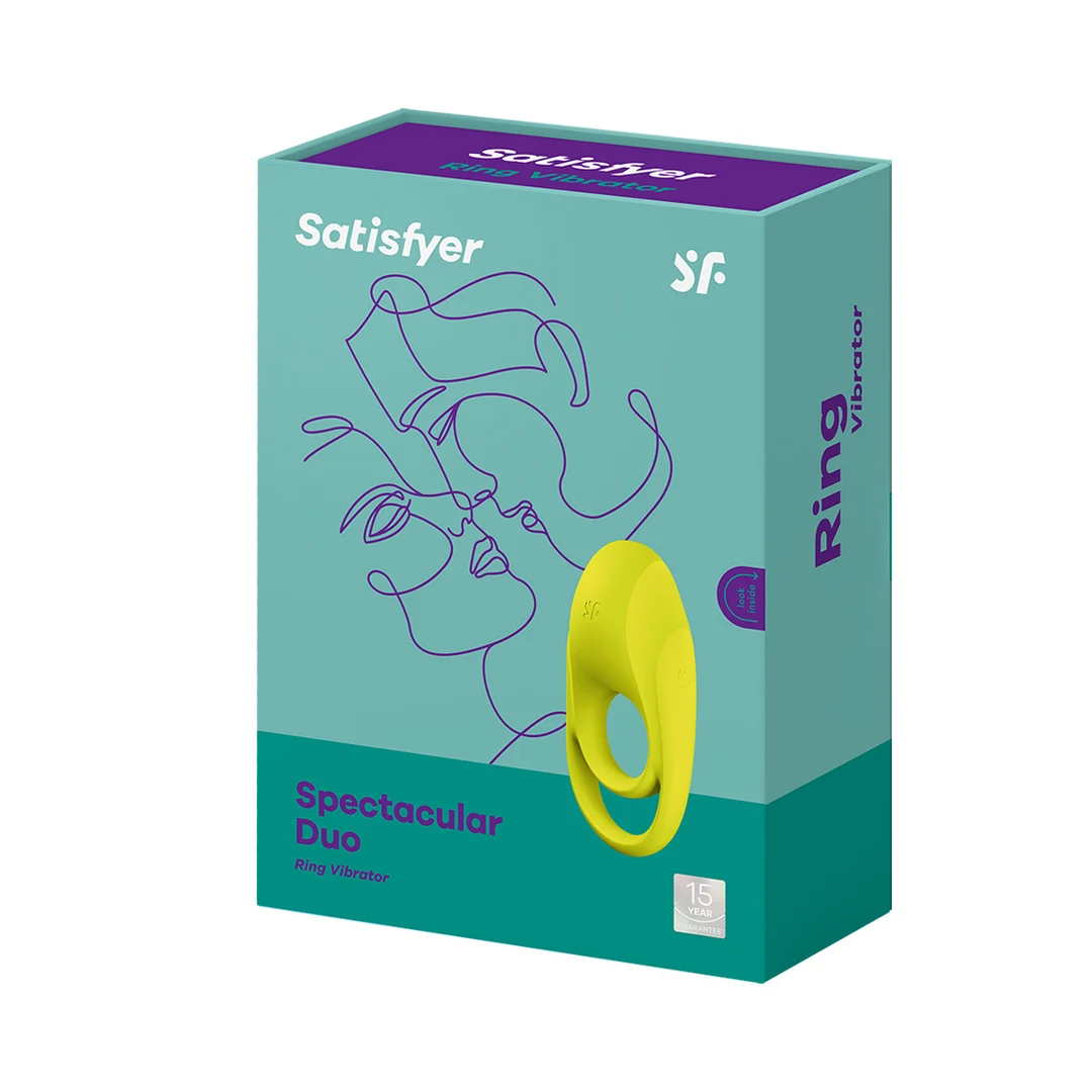 Anillo vibrador con estimulador de clítoris, Espectacular, anillo doble vibrador, verde neón - Imagen 1