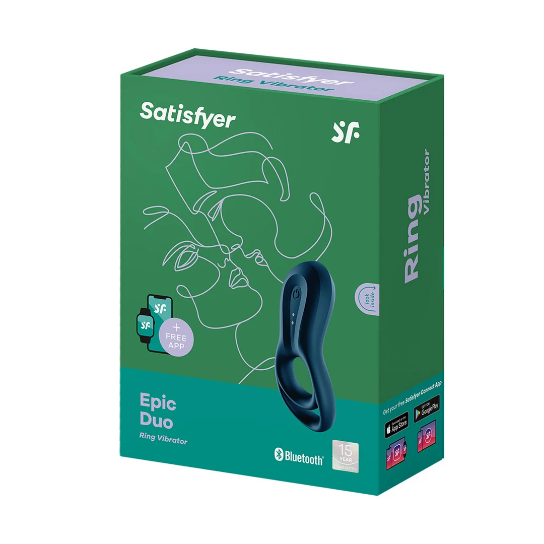 Anillo vibrador con estimulación extra – Epic Duo Ring, anillo vibrador doble – azul oscuro - Imagen 1