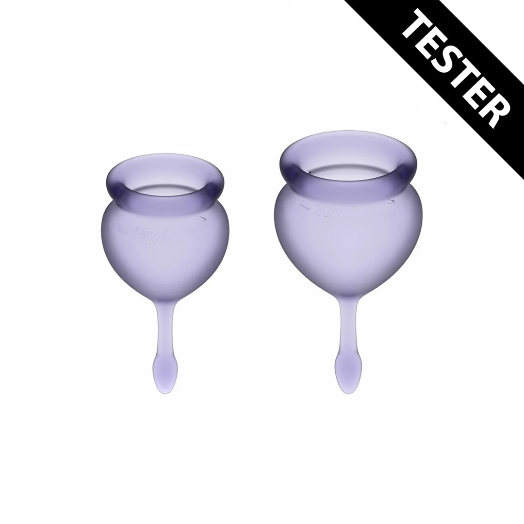 Set de copas menstruales, silicona de grado médico, 15 y 20 ml, naranja, Feel Good - Imagen 1