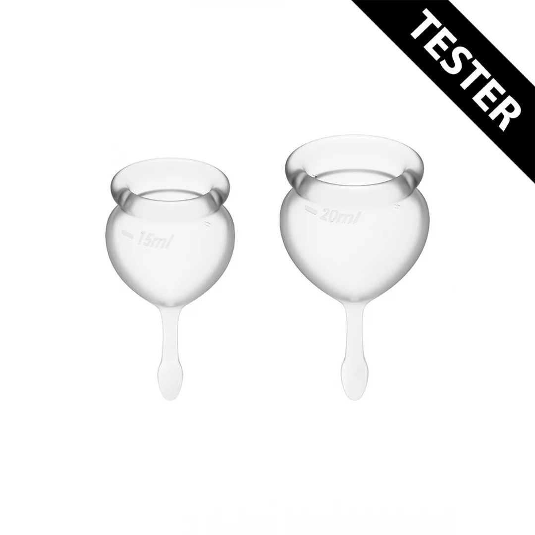Set de copas menstruales, silicona de grado médico, 15 y 20 ml, naranja, Feel Good - Imagen 2