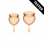 Set de copas menstruales, silicona de grado médico, 15 y 20 ml, naranja, Feel Good - Imagen 3
