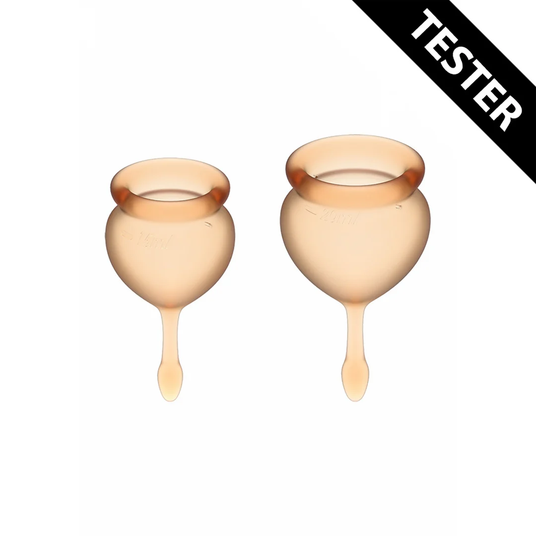 Set de copas menstruales, silicona de grado médico, 15 y 20 ml, naranja, Feel Good - Imagen 3