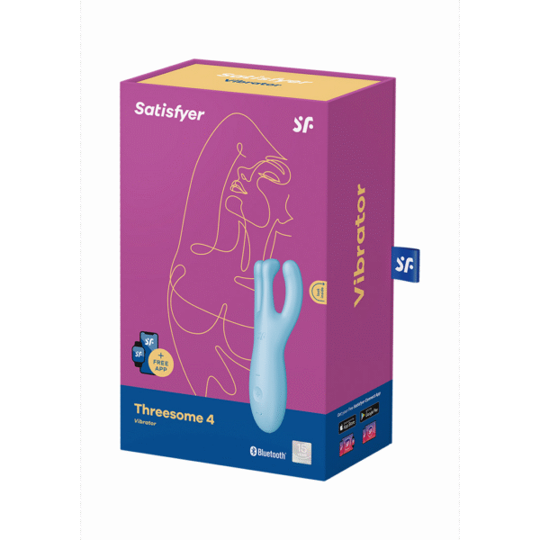 Vibrador para colocar sobre el cuerpo azul Satisfyer Threesome 4Plus con app