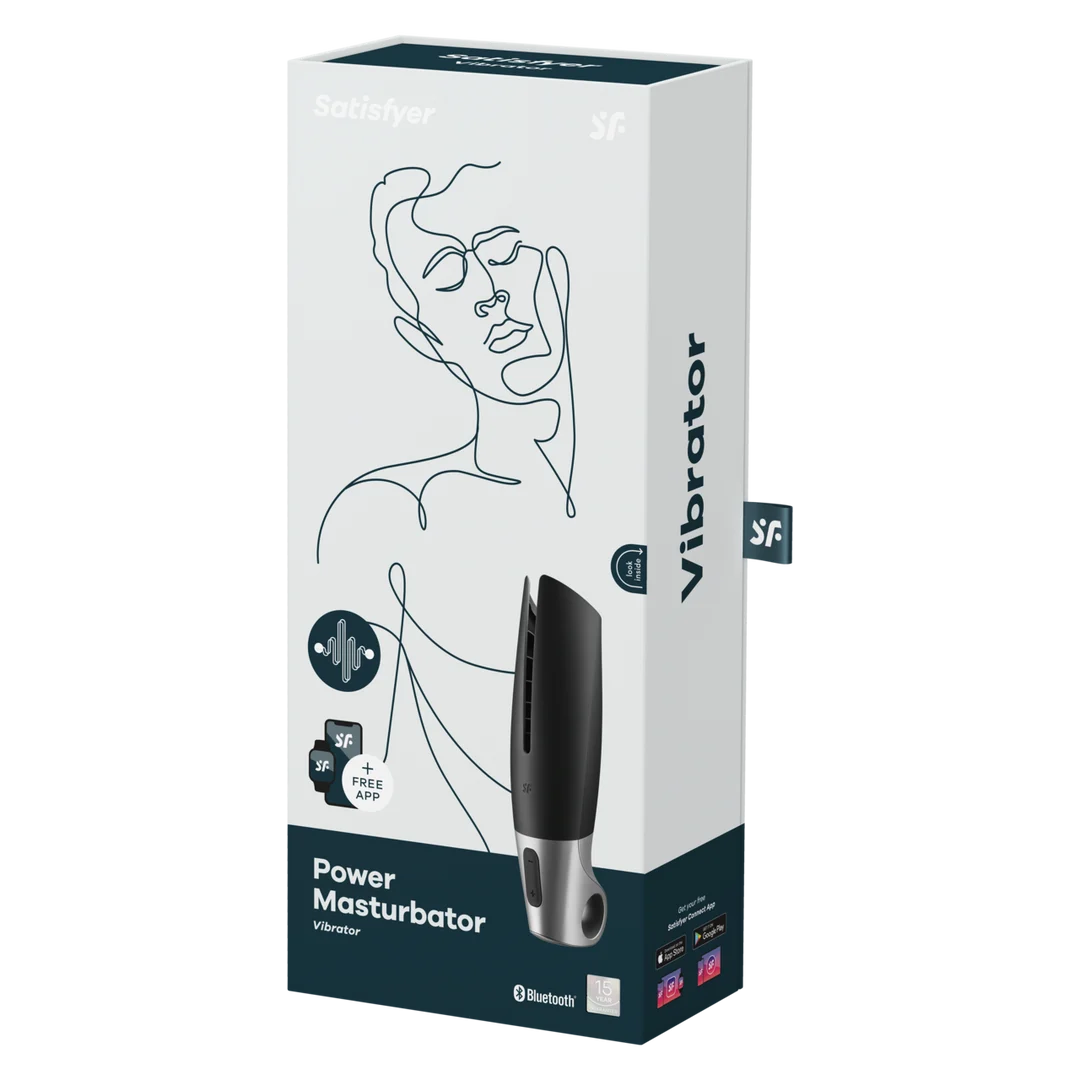 Masturbador vibrador con asa de anilla, negro - Imagen 1