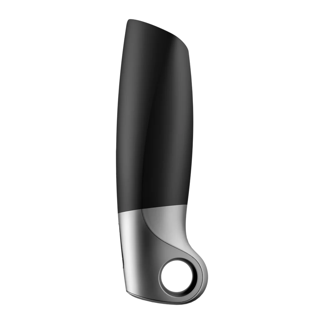 Masturbador vibrador con asa de anilla, negro - Imagen 2