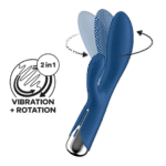 Vibrador tipo conejo Satisfyer con cabezal giratorio y vibraciones potentes, azul - Imagen 5