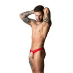 Tanga de anillas abierta Male Power con anillo para pene azul cobalto