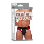 Male Power Panel Thong L/XL negro y rojo