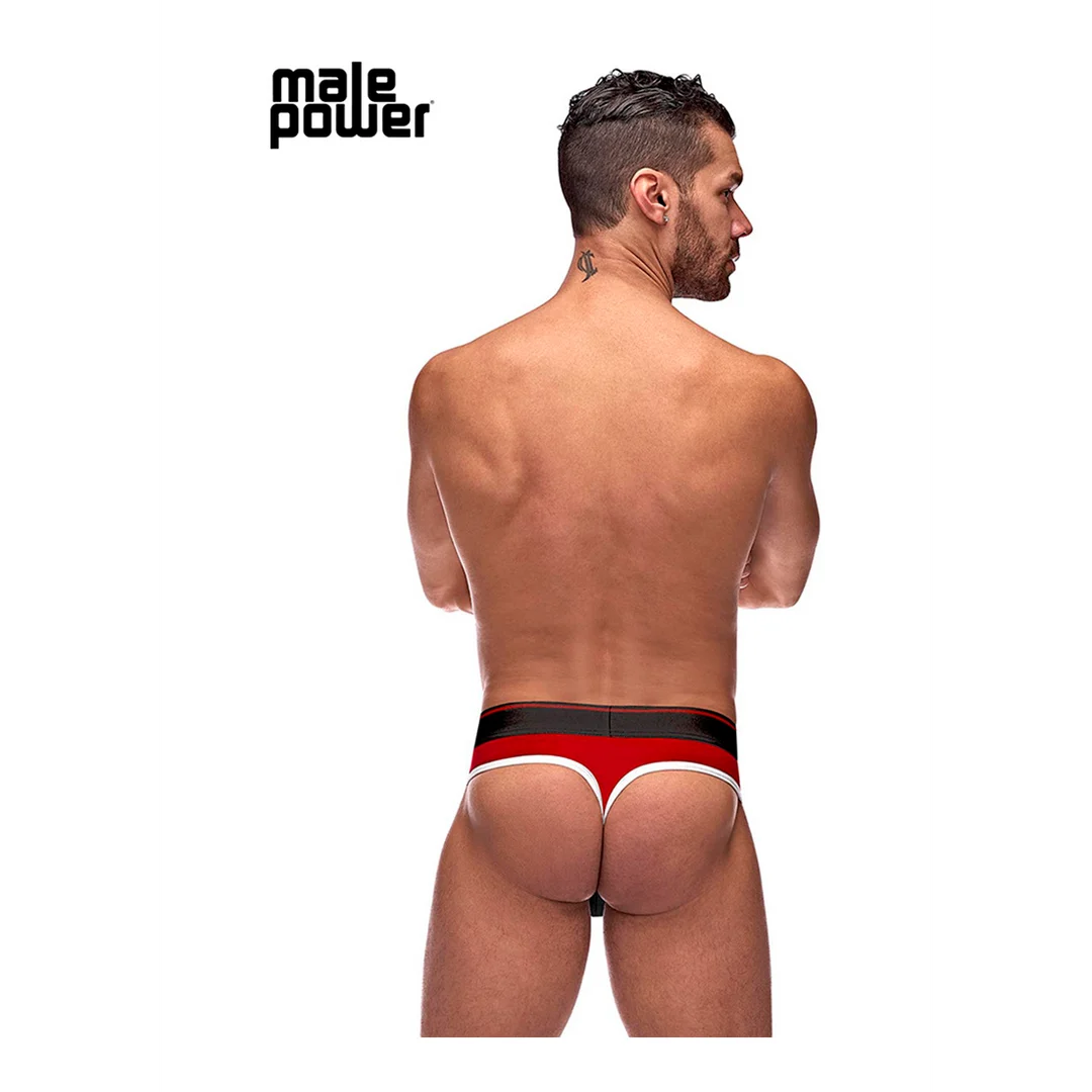 Male Power Panel Thong L/XL negro y rojo - Imagen 15