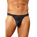 Tanga Bong de satén y spandex Male Power, negra - Imagen 6