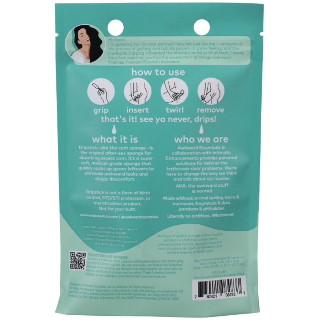 Dripstick – Esponja de higiene después del sexo para absorber el exceso de fluidos – Unisex – Paquete de 3 - Imagen 2