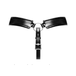 Tanga para hombre con jaula de castidad y bolsa de piel sintética para un look fetichista – Male Power - Imagen 3