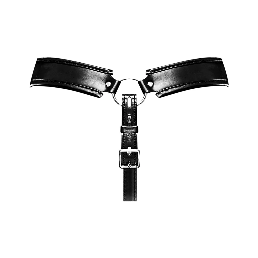 Tanga para hombre con jaula de castidad y bolsa de piel sintética para un look fetichista – Male Power - Imagen 3