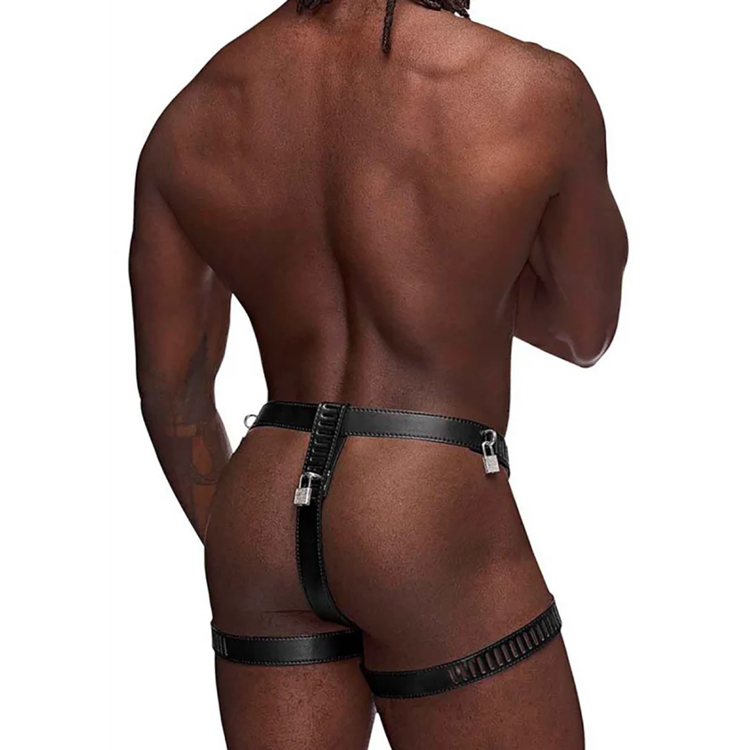 Tanga BDSM para hombre con cierre de castidad, para un look atrevido y ajustado - Male Power - Imagen 1