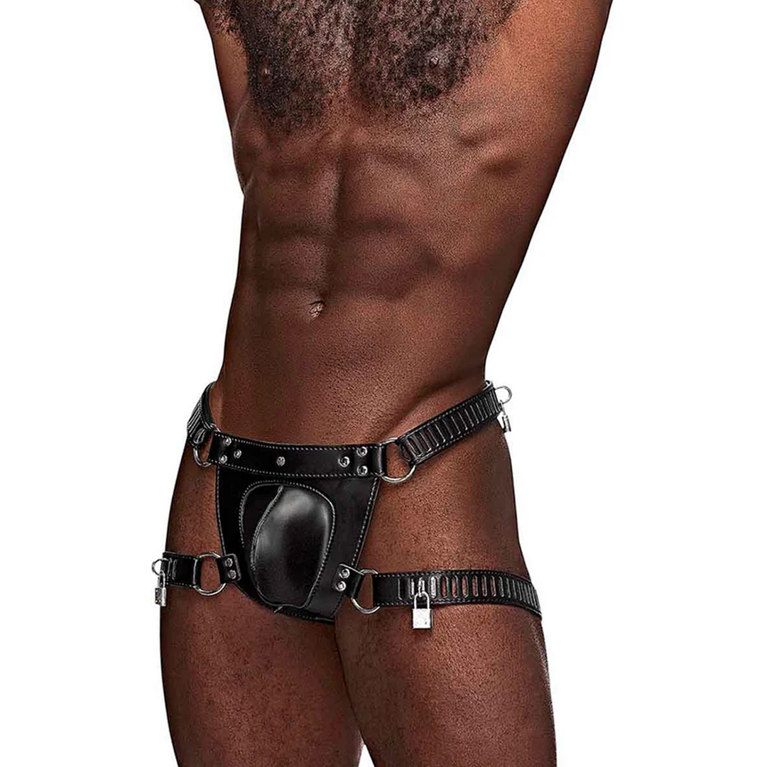 Tanga BDSM para hombre con cierre de castidad, para un look atrevido y ajustado - Male Power - Imagen 4