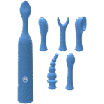 Mini vibrador con 6 cabezales intercambiables y 10 modos – iVibe Select iQuiver (Periwinkle/Red Velvet) Doc Johnson - Imagen 2