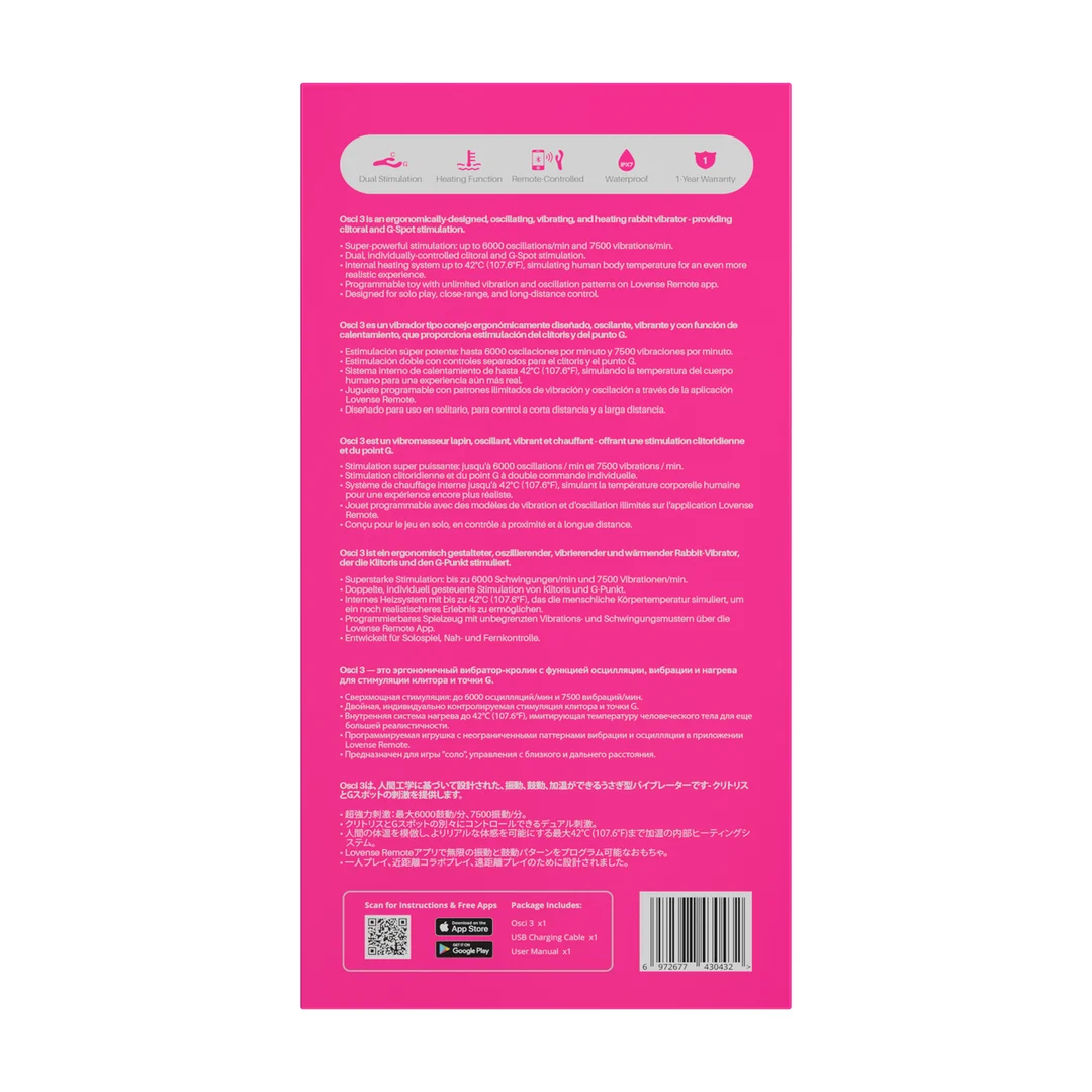 Vibrador rabbit de Lovense – oscilante, con calor y mando a distancia, rosa Lovense - Imagen 2
