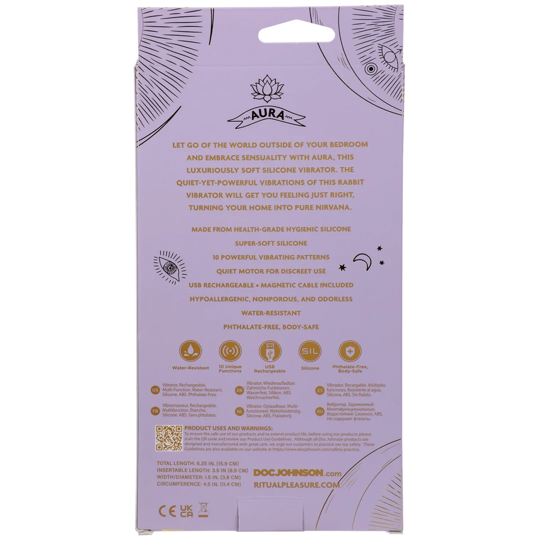 Vibrador tipo conejo de silicona recargable Aura - Imagen 2