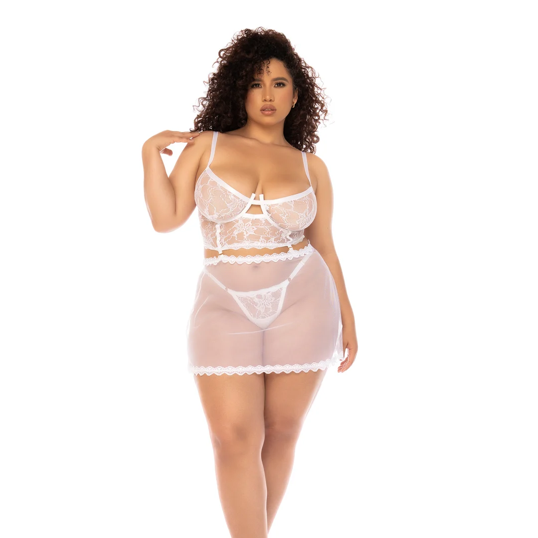 Babydoll con bustier de encaje y tanga para realzar tus curvas – LIN - Imagen 3
