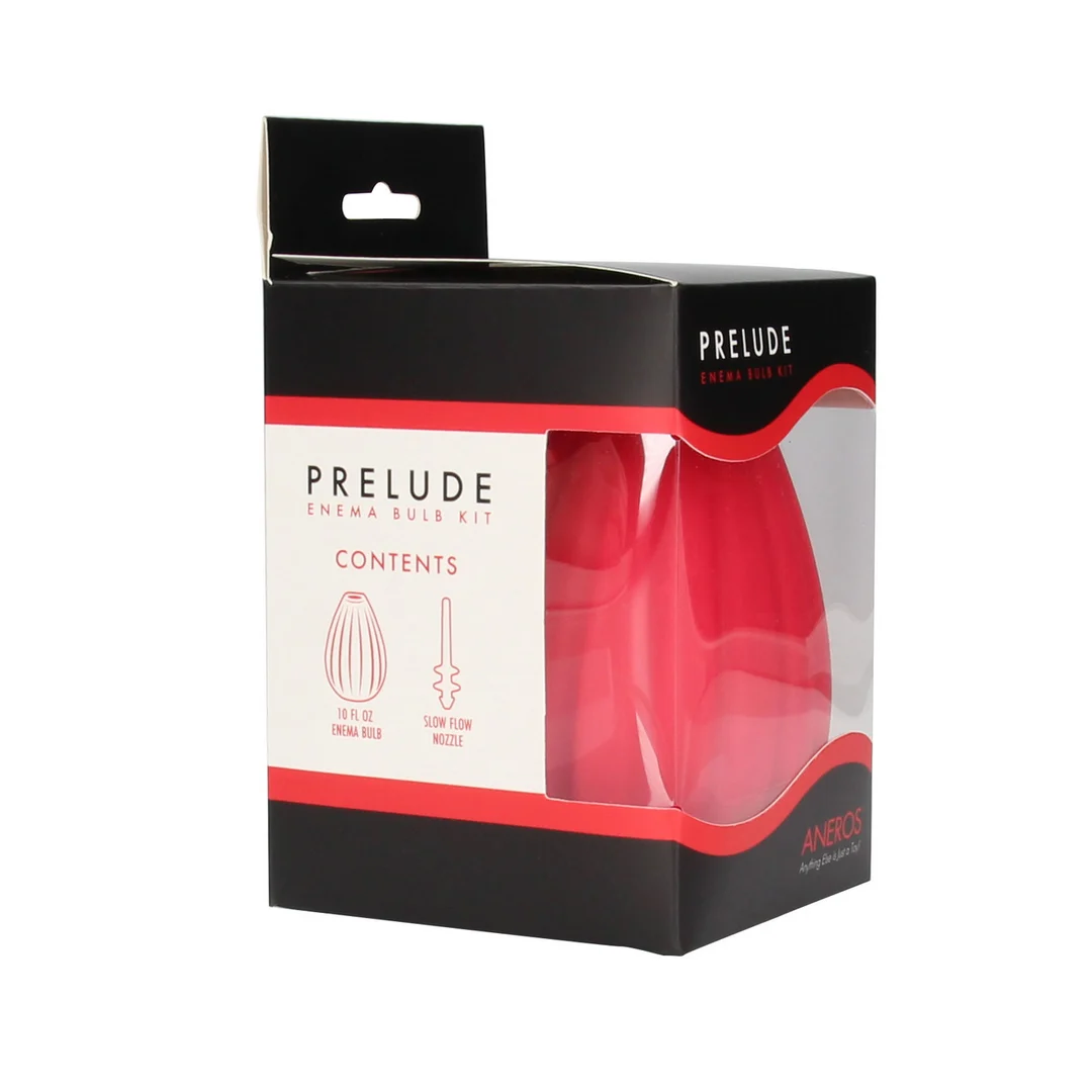 Ducha anal, kit de pera de enema Prelude con válvula unidireccional y de flujo lento, rojo, masculino, Aneros - Imagen 1