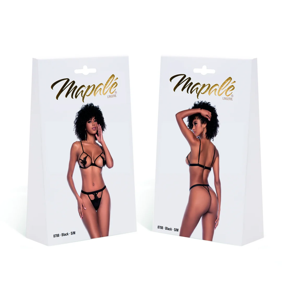 Conjunto de lencería con top de copas abiertas y tanga sensual – LIN - Imagen 1