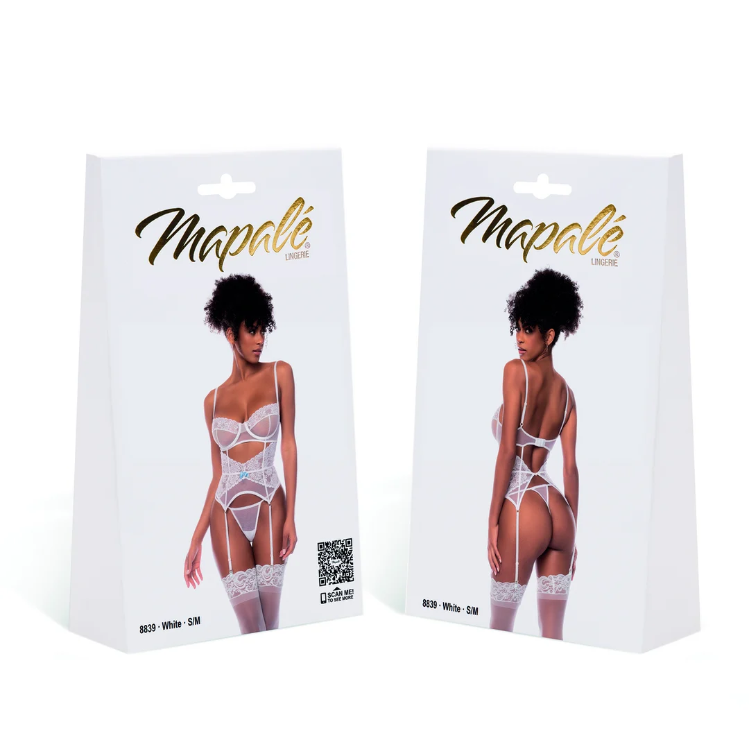 Conjunto de liguero de encaje con bustier sensual para siluetas con curvas, Desirelle - Imagen 6
