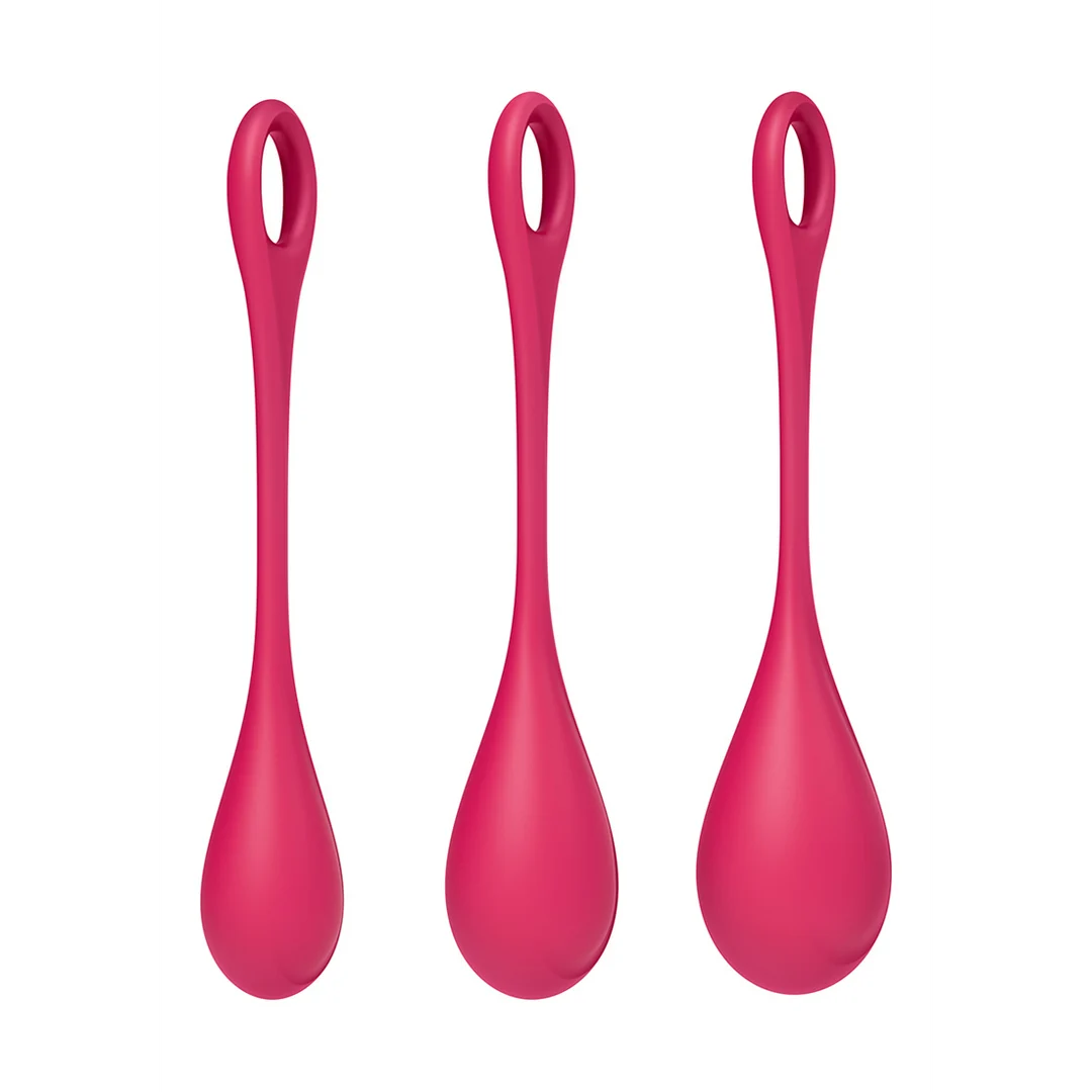 Set de bolas de Kegel con textura suave – Yoni Power 1 - Kegel Ball Set - Rojo - Imagen 4