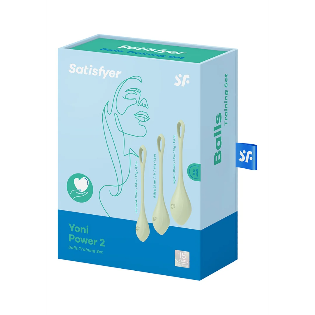 Juguete para entrenar el suelo pélvico con una forma suave, Yoni Power 2, set de bolas de Kegel, verde claro - Imagen 1