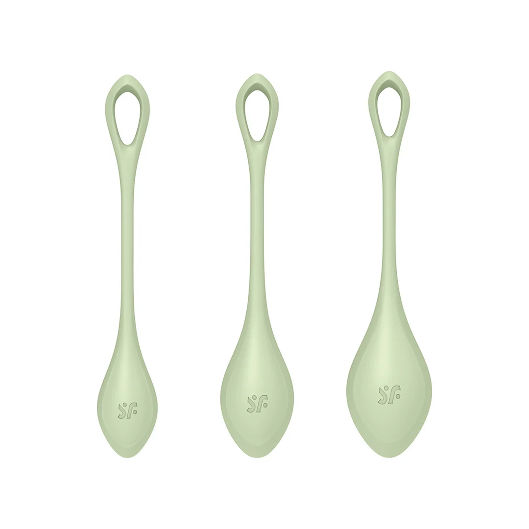 Juguete para entrenar el suelo pélvico con una forma suave, Yoni Power 2, set de bolas de Kegel, verde claro - Imagen 2