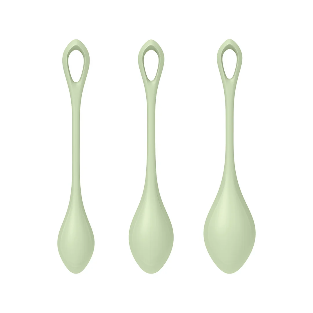 Juguete para entrenar el suelo pélvico con una forma suave, Yoni Power 2, set de bolas de Kegel, verde claro - Imagen 4