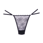 Tanga negra de encaje y tul Allure - Imagen 2