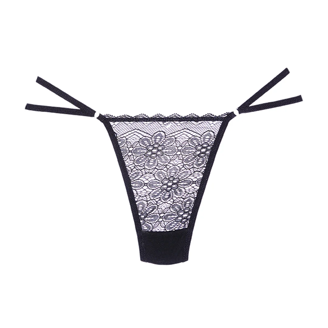 Tanga negra de encaje y tul Allure - Imagen 2