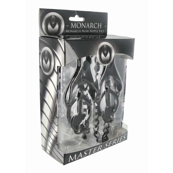 Pinzas negras para pezones Monarch Noir con cadena