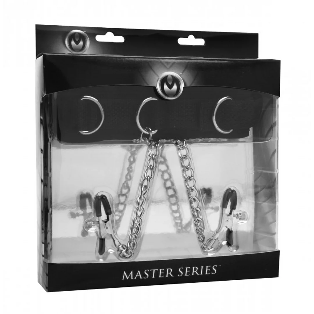 Collar Submission de XR Brands con pinzas para pezones - Imagen 1