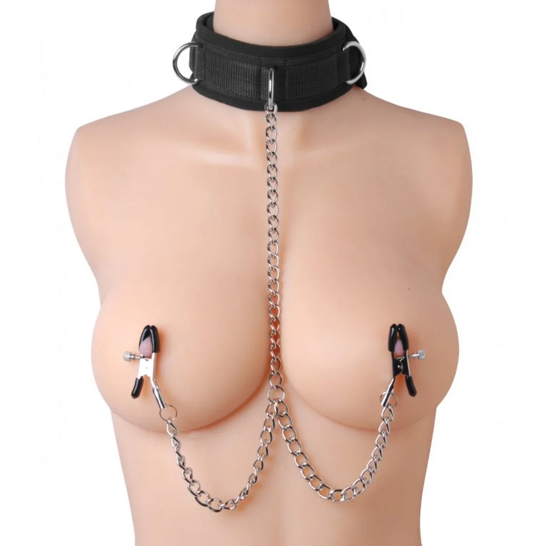 Collar Submission de XR Brands con pinzas para pezones - Imagen 2