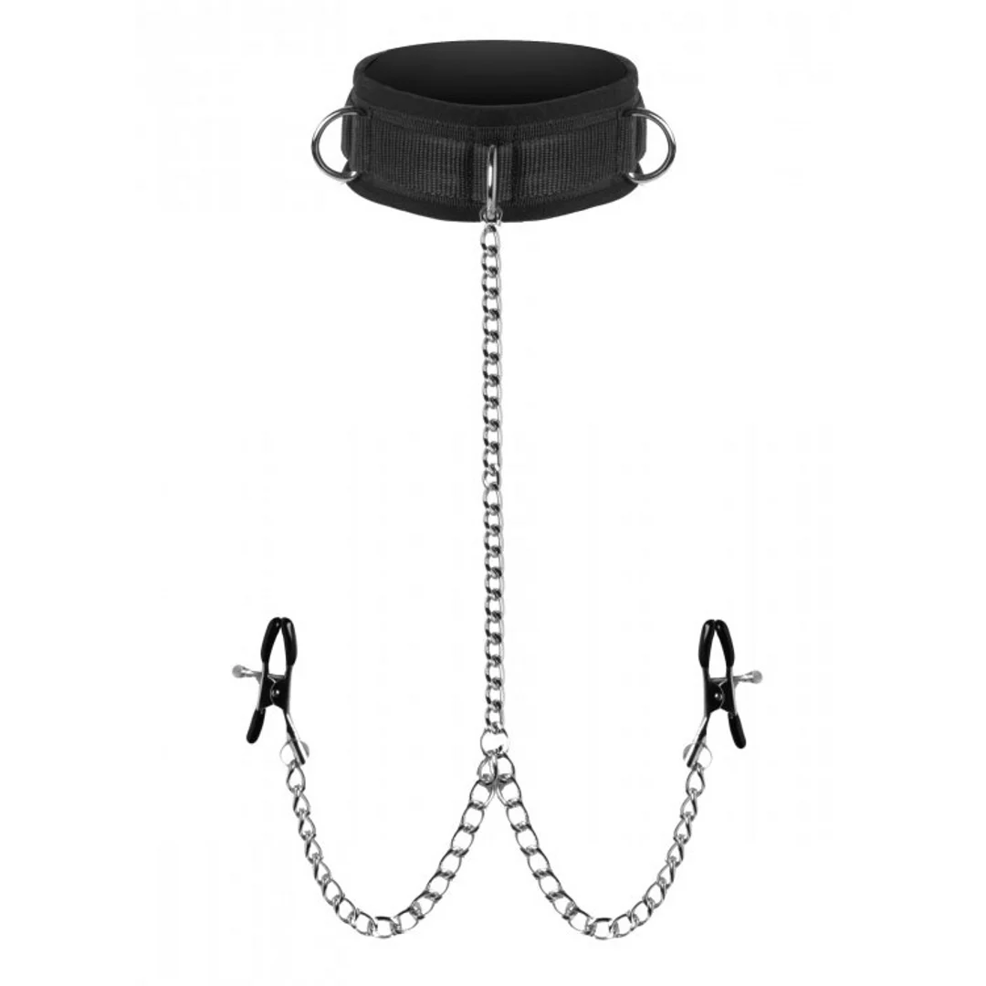 Collar Submission de XR Brands con pinzas para pezones - Imagen 5