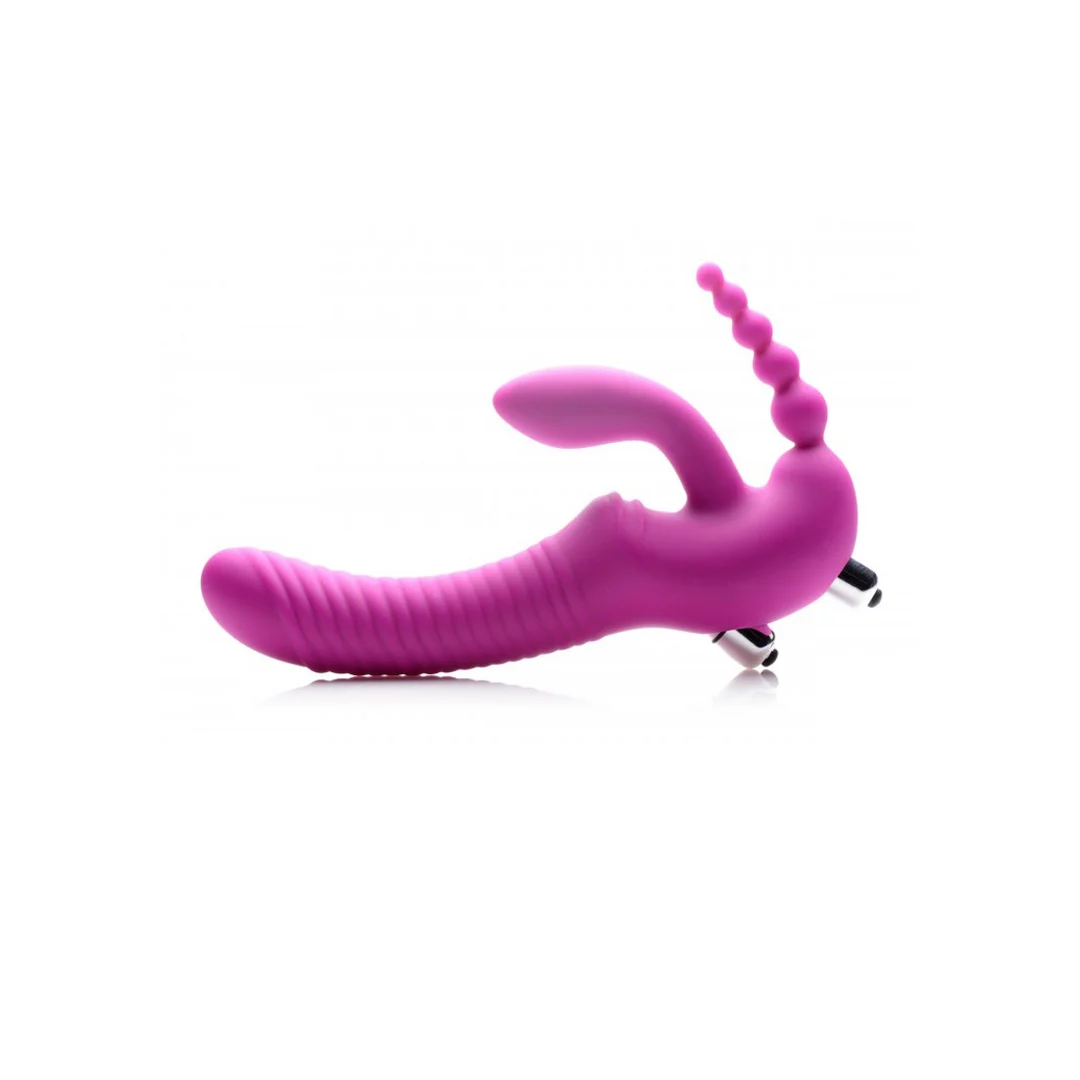 Vibrador sin arnés con triple estimulación para quien lo lleva y su pareja: Regal Rider XR Brands - Imagen 5