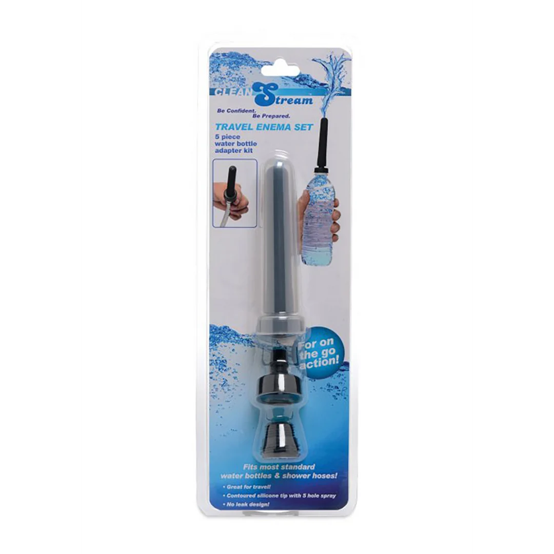 Ducha anal, set de adaptadores para botella de agua Travel enema con boquilla de silicona y 3 adaptadores, sin distinción de género, Clean Stream, 5 piezas - Imagen 1