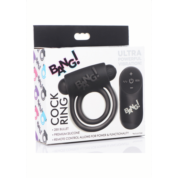 Anillo para el pene de silicona XR Brands con bala vibradora y mando a distancia