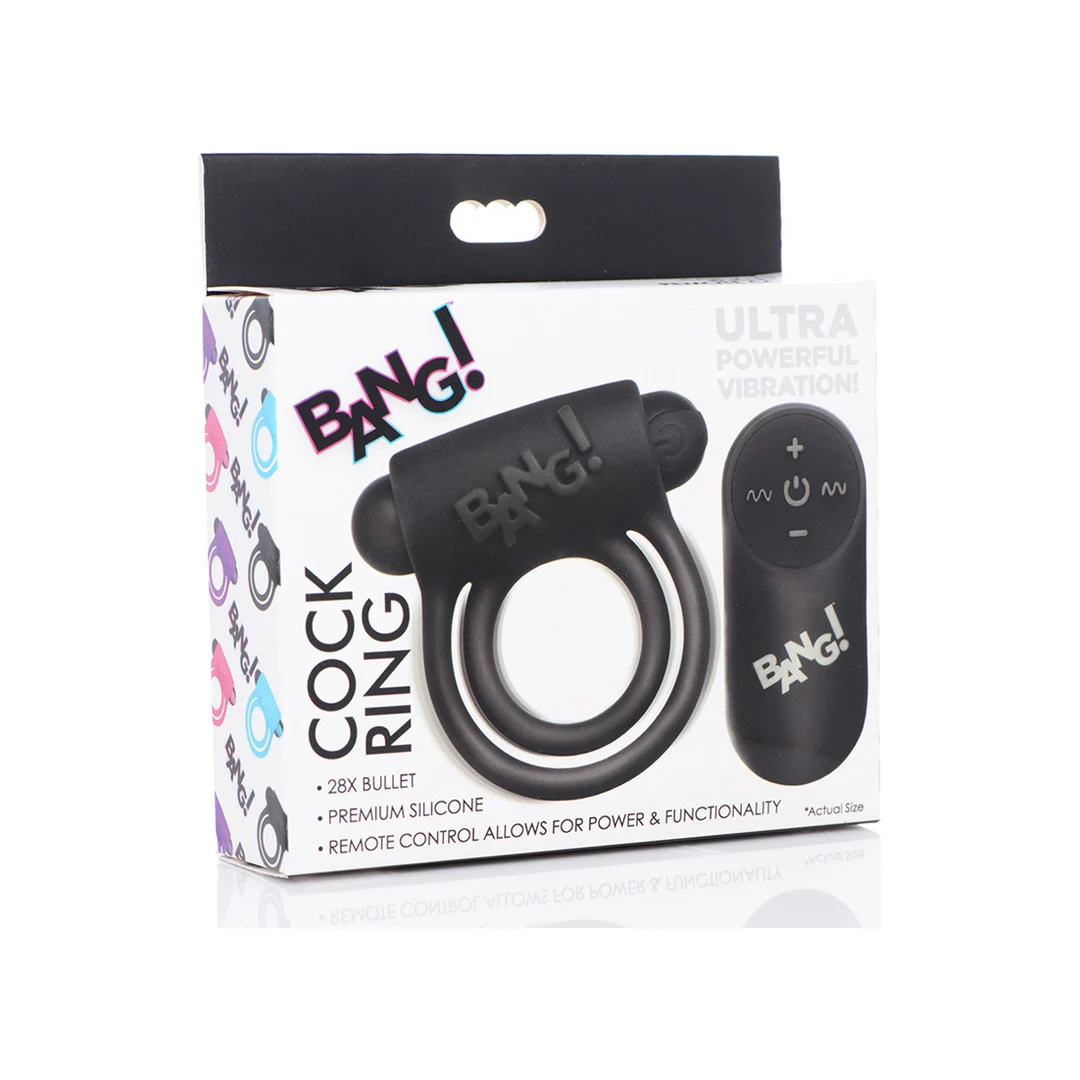 AG572-BLACK-2 Anillo para el pene de silicona XR Brands con bala vibradora y mando a distancia - Imagen 1