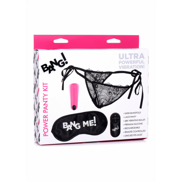 Power Panty con tanga de encaje, bala vibradora y antifaz