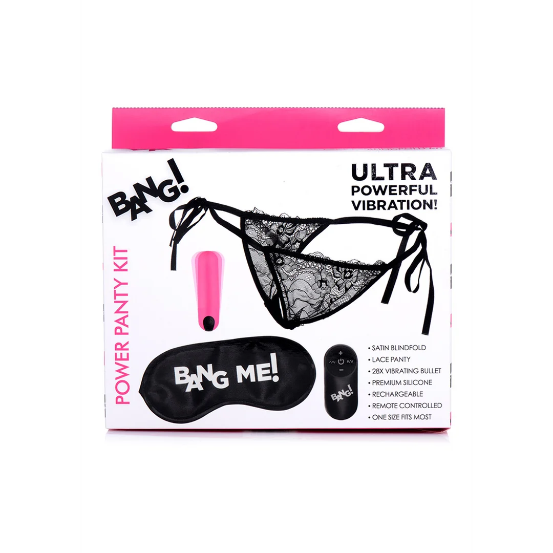 Power Panty con tanga de encaje, bala vibradora y antifaz - Imagen 2