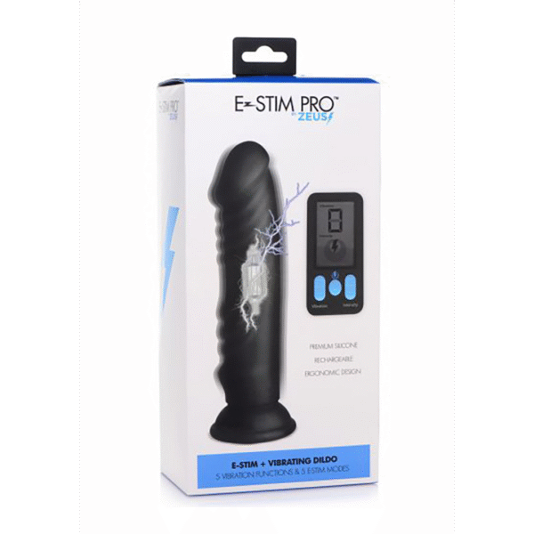 Dildo de silicona vibrador y de electroestimulación XR Brands con mando a distancia