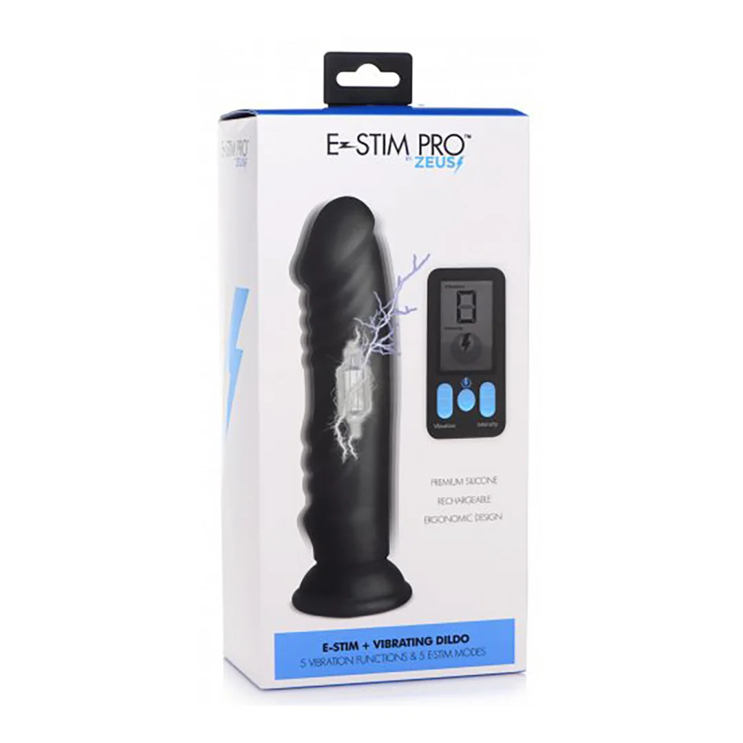 AG661-2 Dildo de silicona vibrador y de electroestimulación XR Brands con mando a distancia - Imagen 1