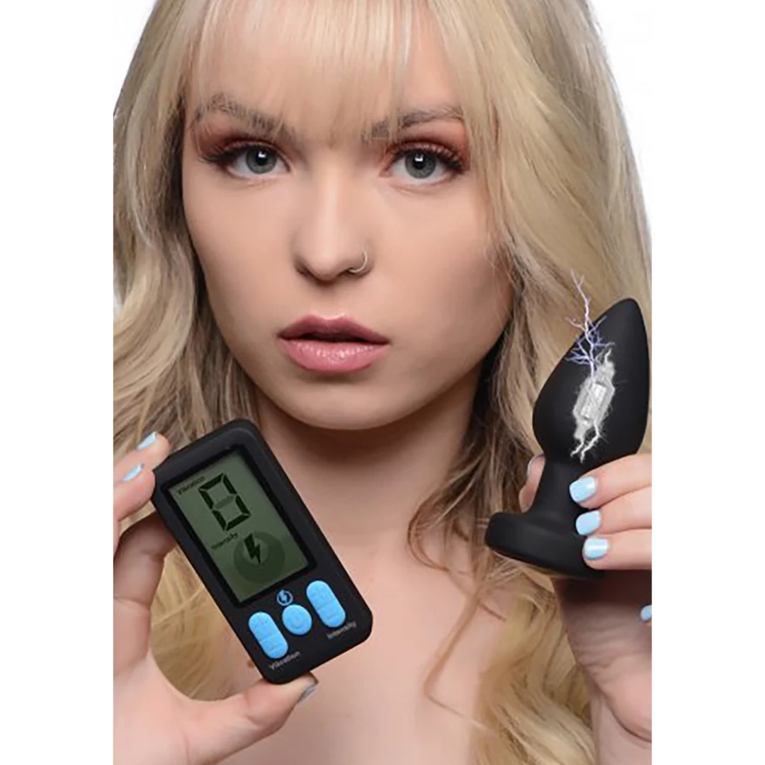 Plug anal vibrador de silicona E-Stim Pro con mando a distancia - Imagen 3