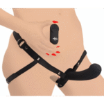 vibrador para parejas – dildo doble con arnés y mando a distancia – XR Brands negro XR Brands - Imagen 2