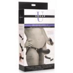 vibrador para parejas – dildo doble con arnés y mando a distancia – XR Brands negro XR Brands