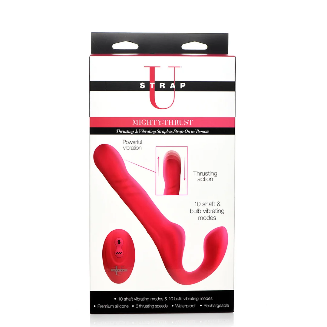 XR Brands Mighty Thrust strap on sin arnés con función de empuje y mando a distancia - Imagen 1
